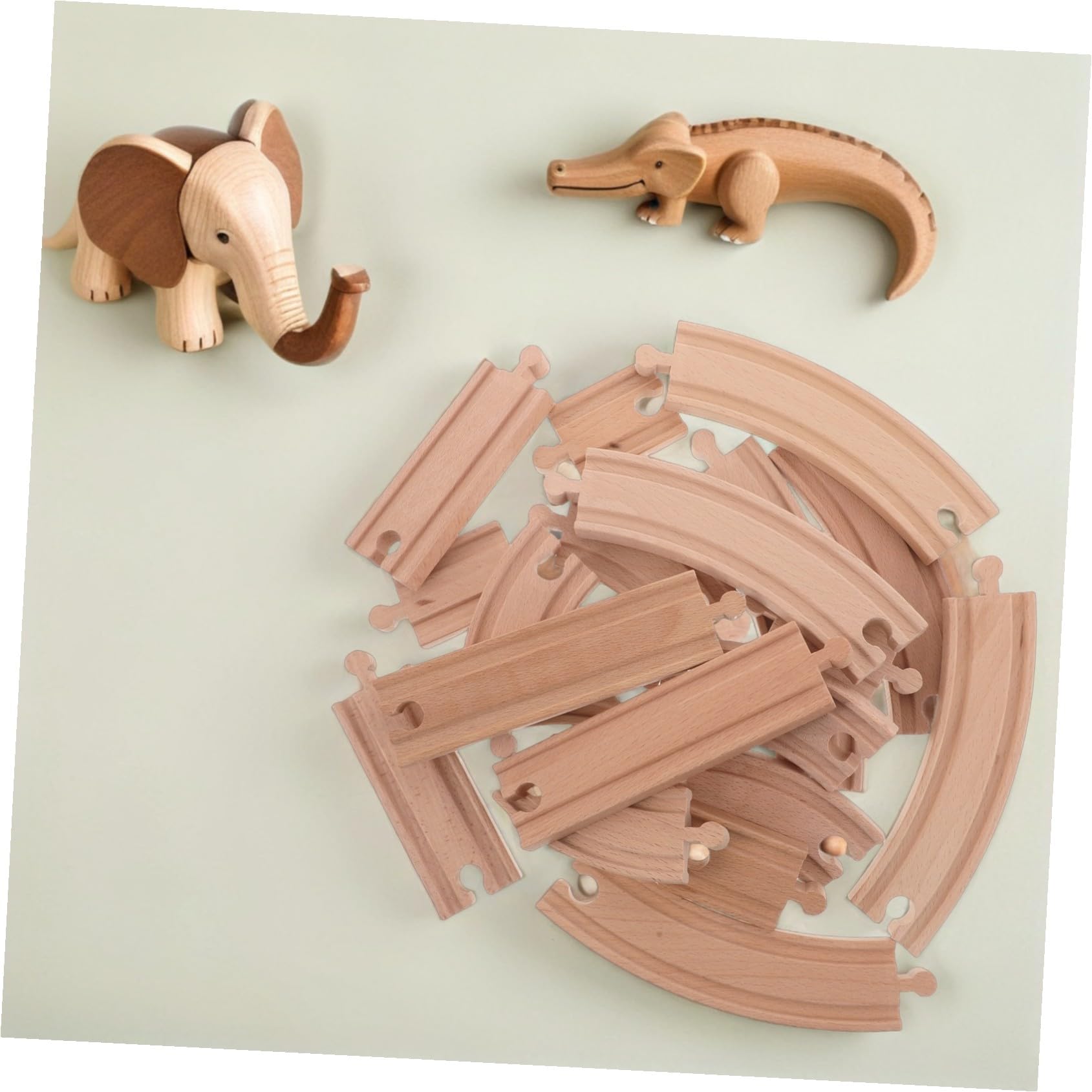 BESPORTBLE 20pezzi Accessori Per Treni in Legno Binari Dritti Curvi Espansione Compatibili Con Sistemi Ferroviari Giocattolo Di Ricambio Per Layout Creativi