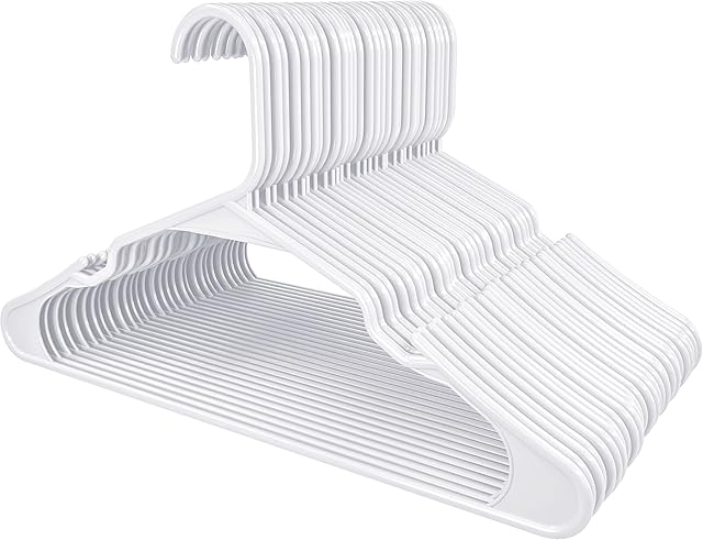 Utopia Home Clothes Hangers with grooves (50 Pack) 16.14"/41cm wide, Heavy duty Plastic hangers for Coat, Suit, Shirts, Trouser - Durable, Slim & Space Saving Hangers for wardrobes (White)