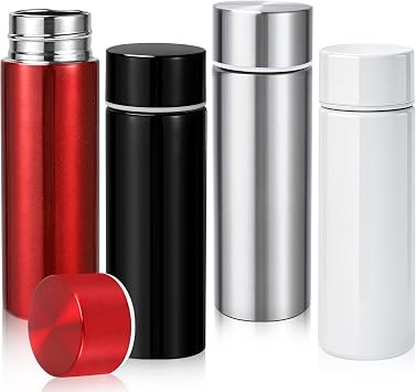 4 Pack Mini Water Bottles, 4.4 Oz, Insulated Stainless Steel Bottle | Slim Purse Water Bottles, Leak Proof Flask Keeps Drink Cold and Hot for Purse Women Lunch Bag Coffee, 4 Colors