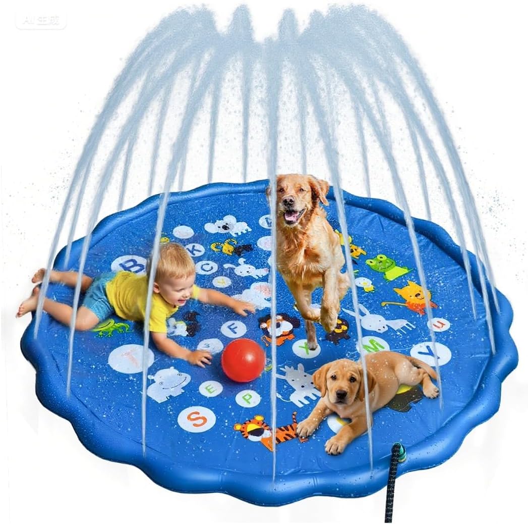 Dimili 67-inch Inflatable Splash Pad for Kids & Dogs - Backyard Sprinkler Water Pad, Durable BPA-Free Outdoor Cooling Mat for Human Relaxation & Pet Play