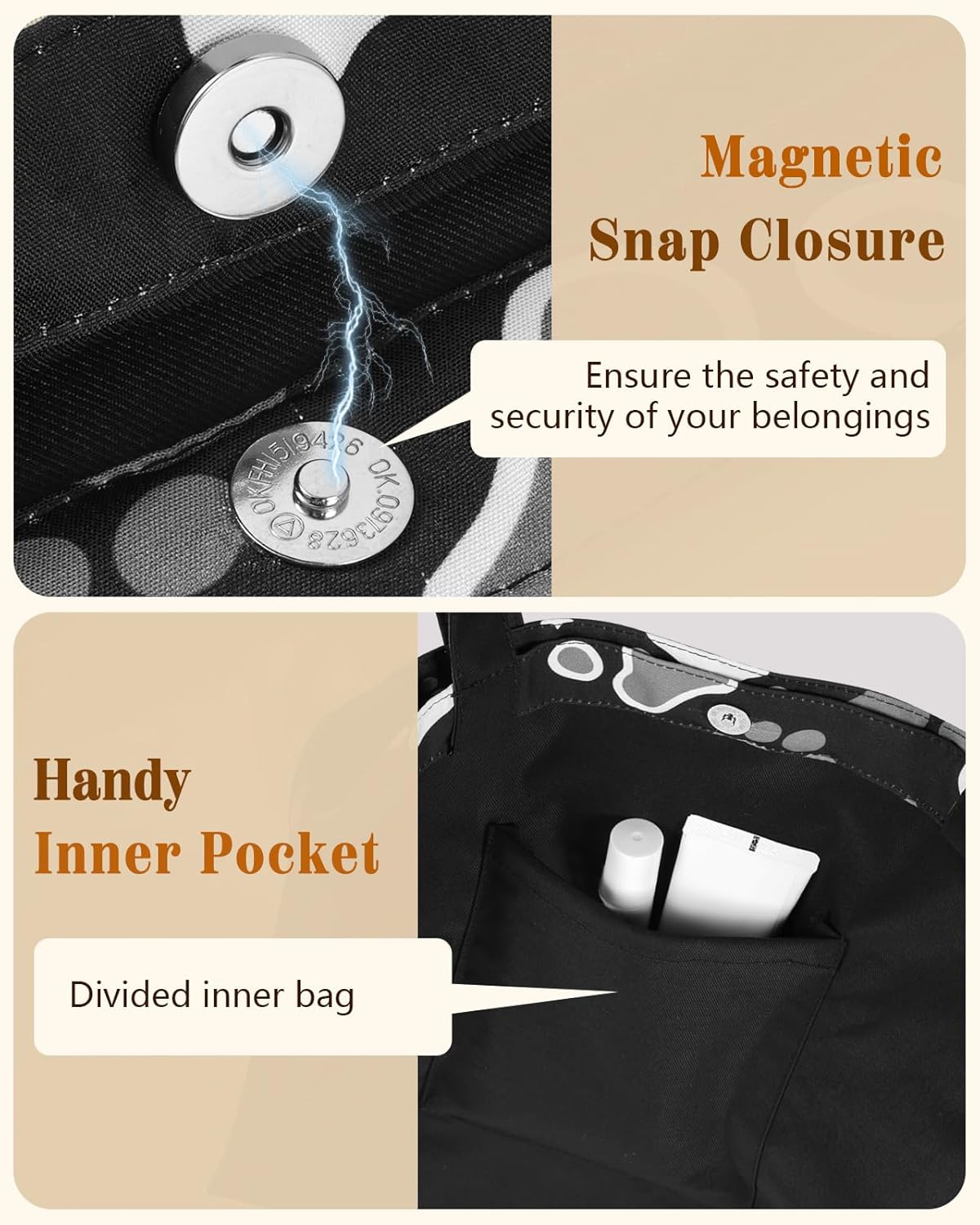 Aesthetic Cotton Tote Bag for Women - Reusable Shoulder Bag with Buckle Fabric Bag for Gym, Travel, Work - Image 5