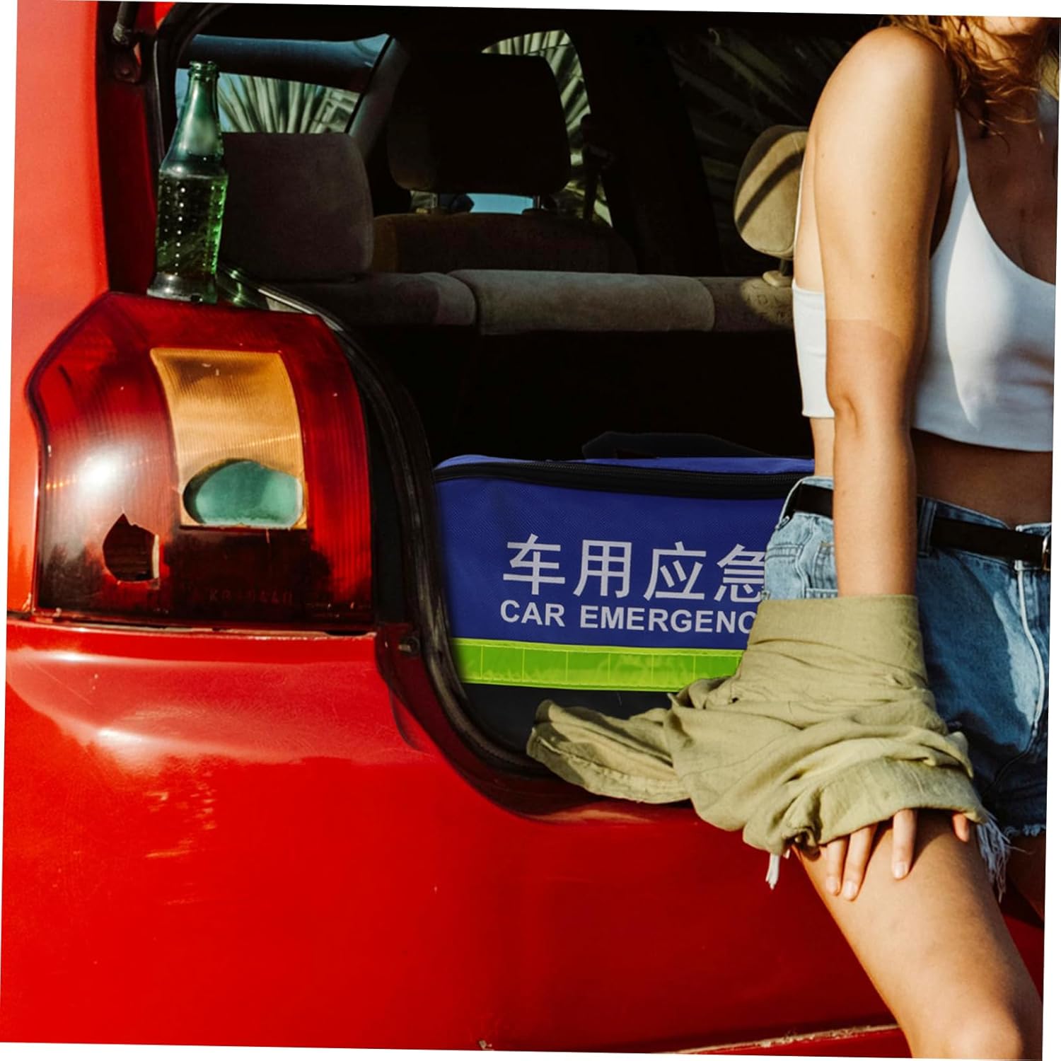 Mikinona 1set Vehicle Tool Kit Multi-Function Automotive Kit for Roadside Assistance Flashlight Tire Pressure Gauge and First Aid Essentials for Cars and Trucks