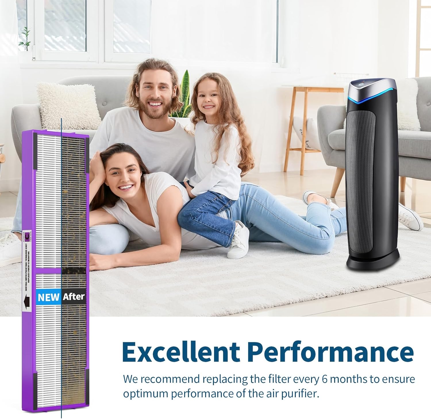 FLT5250PT True HEPA Replacement Filter C Pet, Compatible with Germ-Guardian AC5250PT, AC5000E, AC5300B, AC5350W, AC5350B, CDAP5500 Air Purifiers, 4 HEPA Filter and 8 Pre-Filters