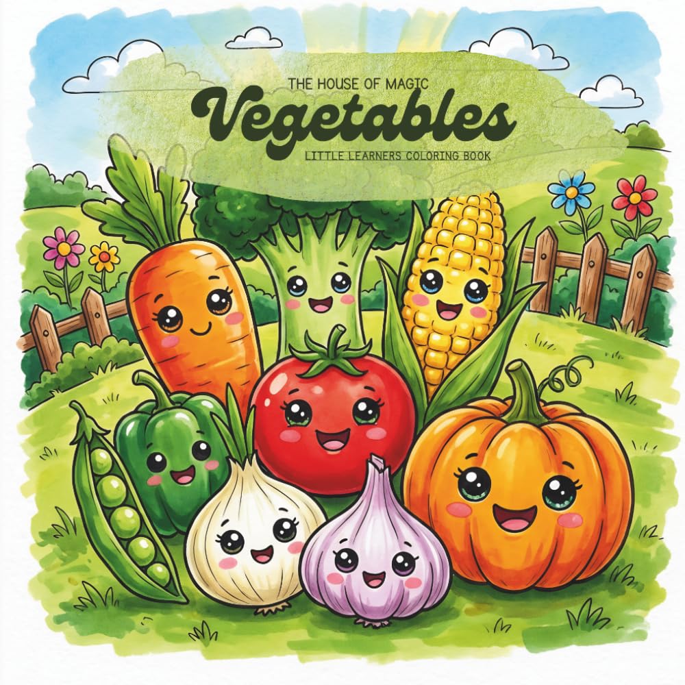 Vegetable Coloring Book for Kids Ages 3–6: 40 Kawaii Veggie Characters — Carrot, Broccoli, Pumpkin, Cucumber and More (Little Learners)