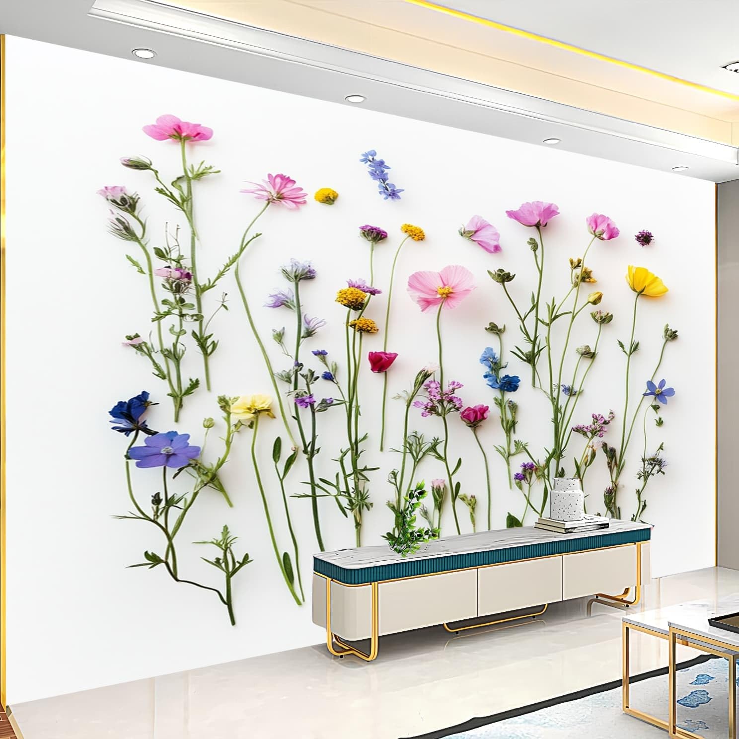 Kreatywna panoramiczna tapeta 350 x 256 cm rośliny i kwiaty w stylu duszpasterskim usuwalne naklejki ścienne naklejki ścienne białe naklejki ścienne pokój dziecięcy tło ściany