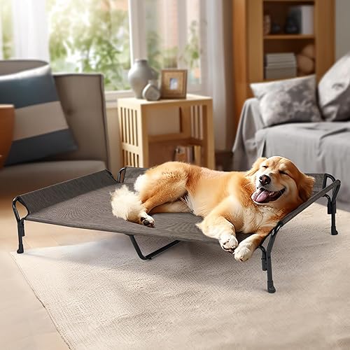 Miniatura 6 de Veehoo Cama elevada refrescante para perro, cama elevada para perro, base de cama para perro a prueba de mordeduras con malla Teslin lavable y