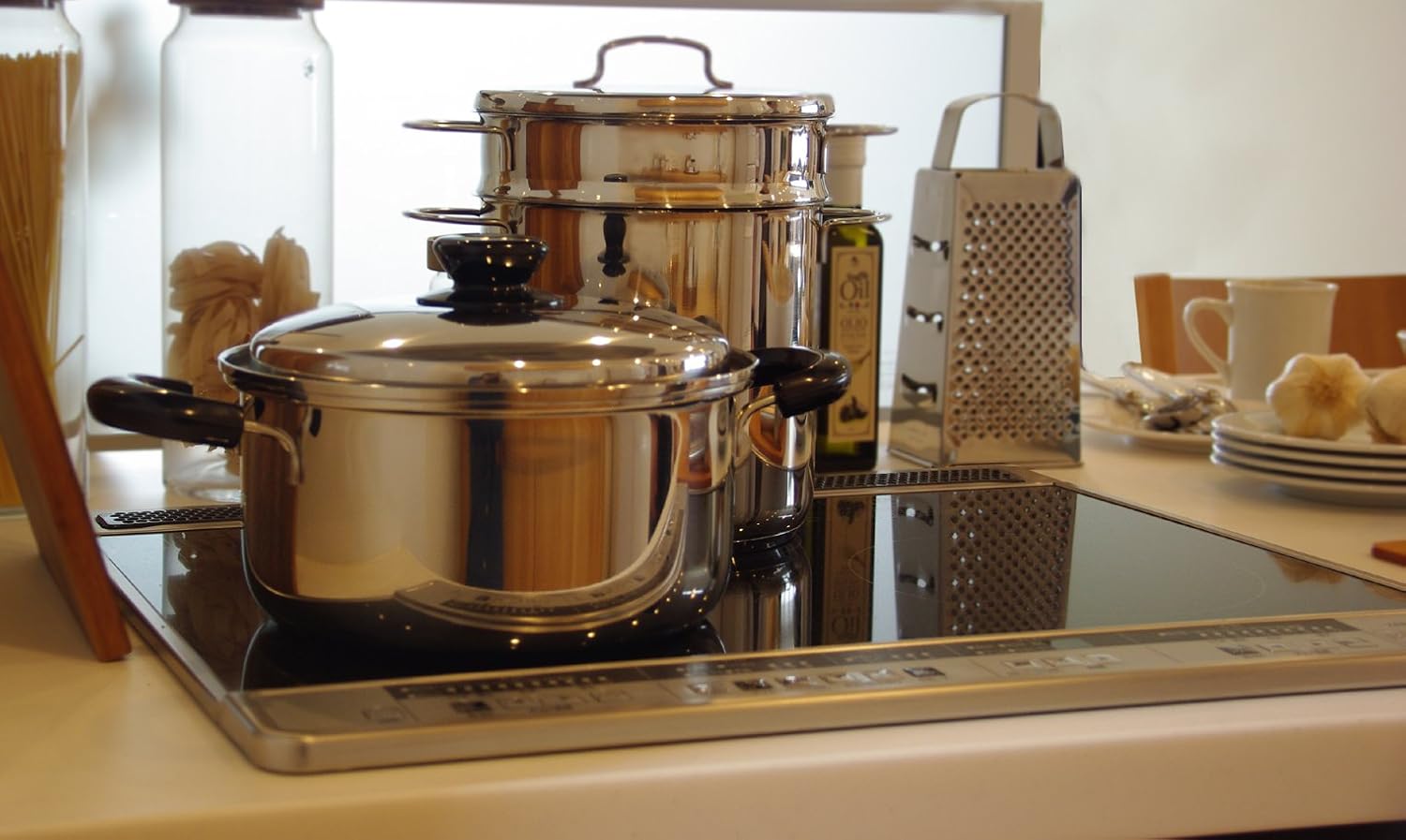 Tafuco A-2275 Two-Handled Pot, Deep Type, 8.7 inches (22 cm), Induction Compatible, Ultra Series, Three-Layer Steel, Made in Japan