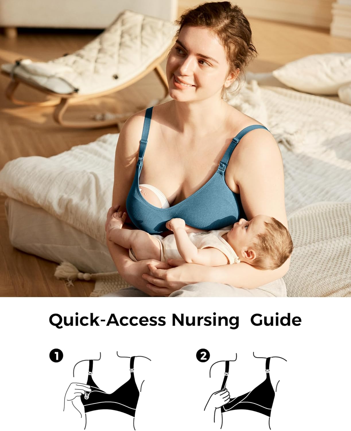 Momcozy Hands-Free Pumping Bra, Wireless & Seamless Breast Pump Bra, Breathable Tencel™ Fabric & Fully Fixed Cups - Image 5