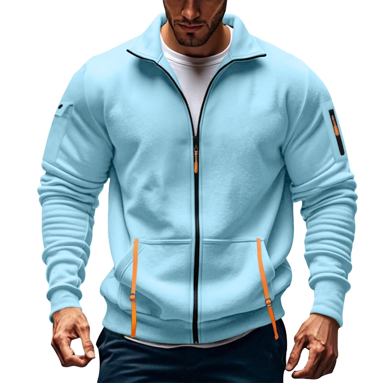 Felpa Be Board, taglie forti, senza cappuccio, con mezza zip, grigio
