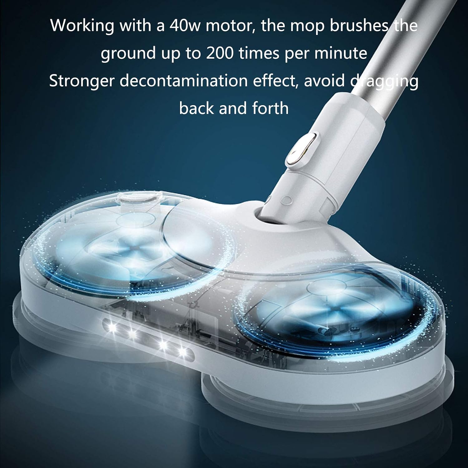 Electric Spray Mop Electric Spray Mop with Rotating Pad with 2 Washable Mop Pads 250ML Refillable for Wood Floor Ceramic Marble White