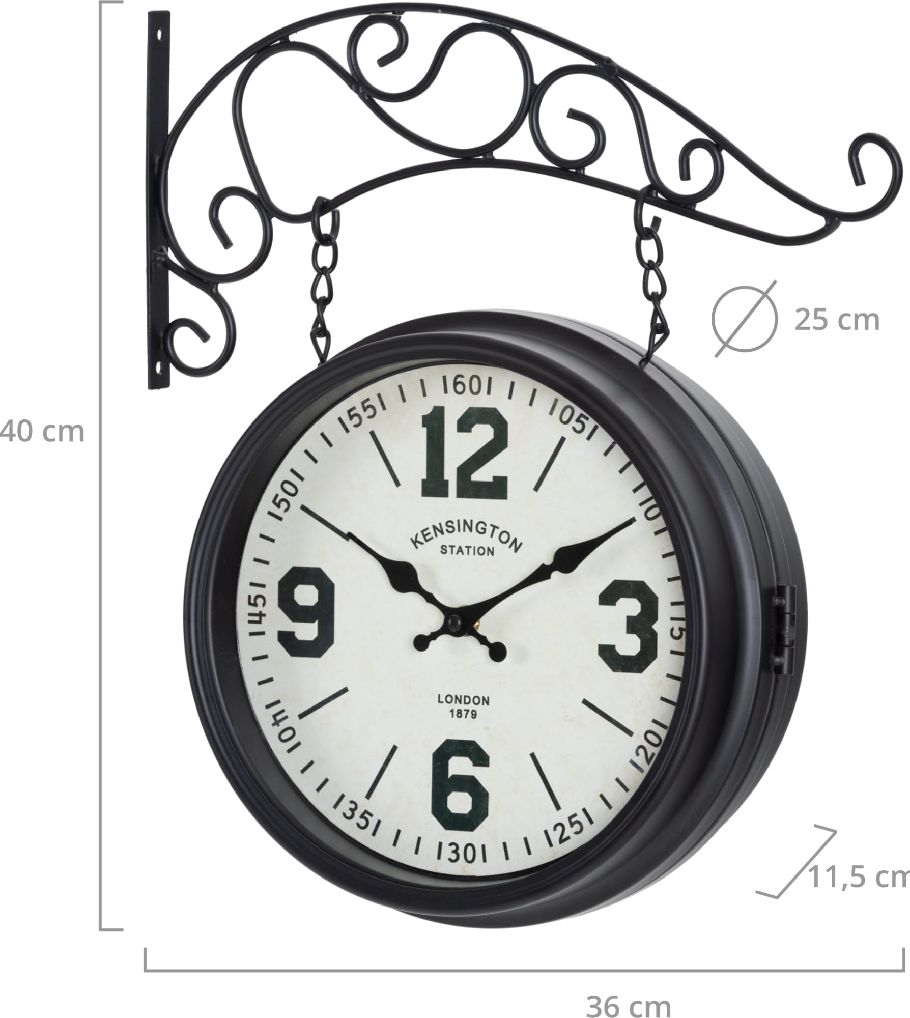 Stagecaptain BHU-4136 BK Reloj de Estación Grande con Soporte de Pared