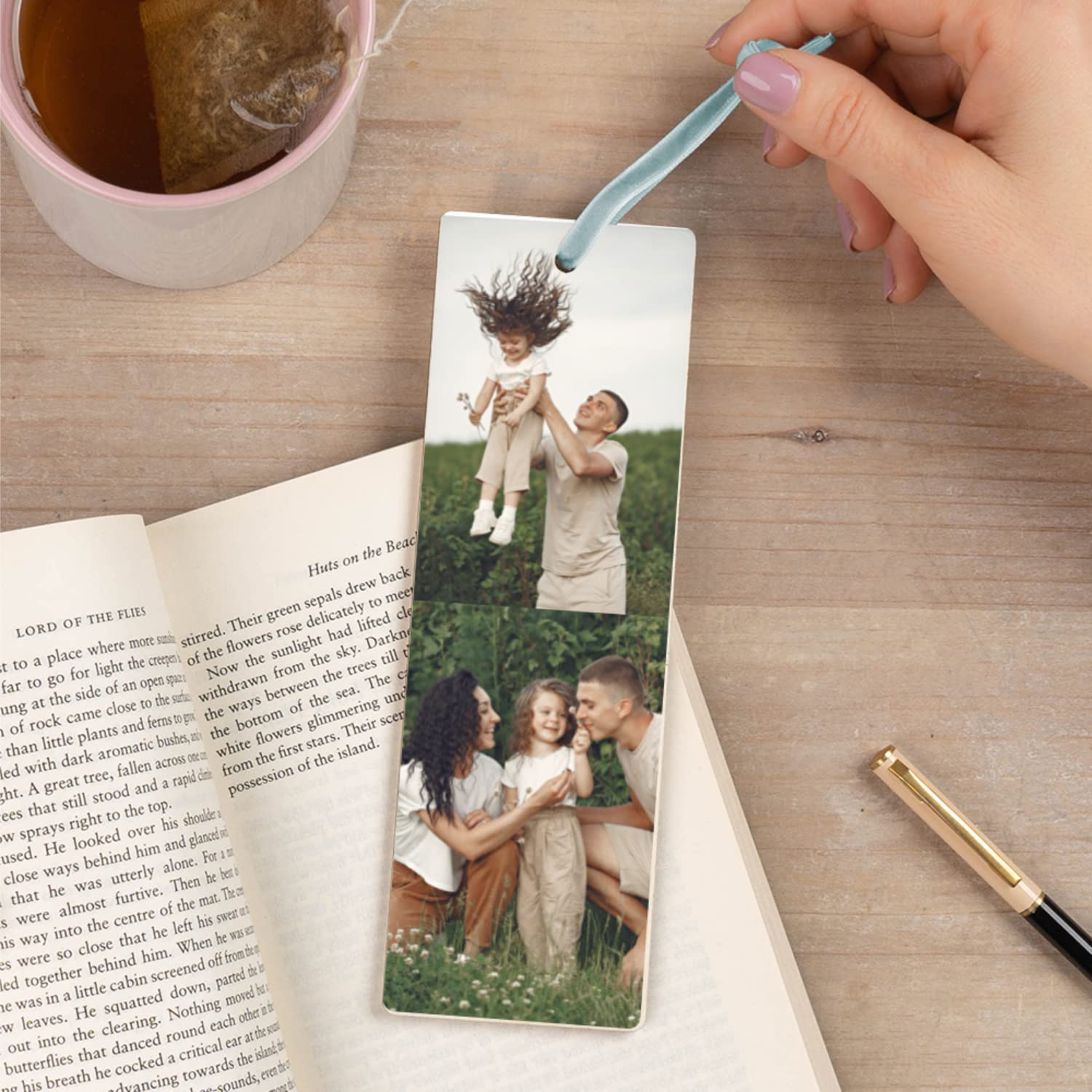 Wanapix | Marcapáginas de Madera Personalizado con Foto y Texto | Regalo Original Comunión/Bautizo | Marcador de Libros| Personaliza a 1 cara | Madera