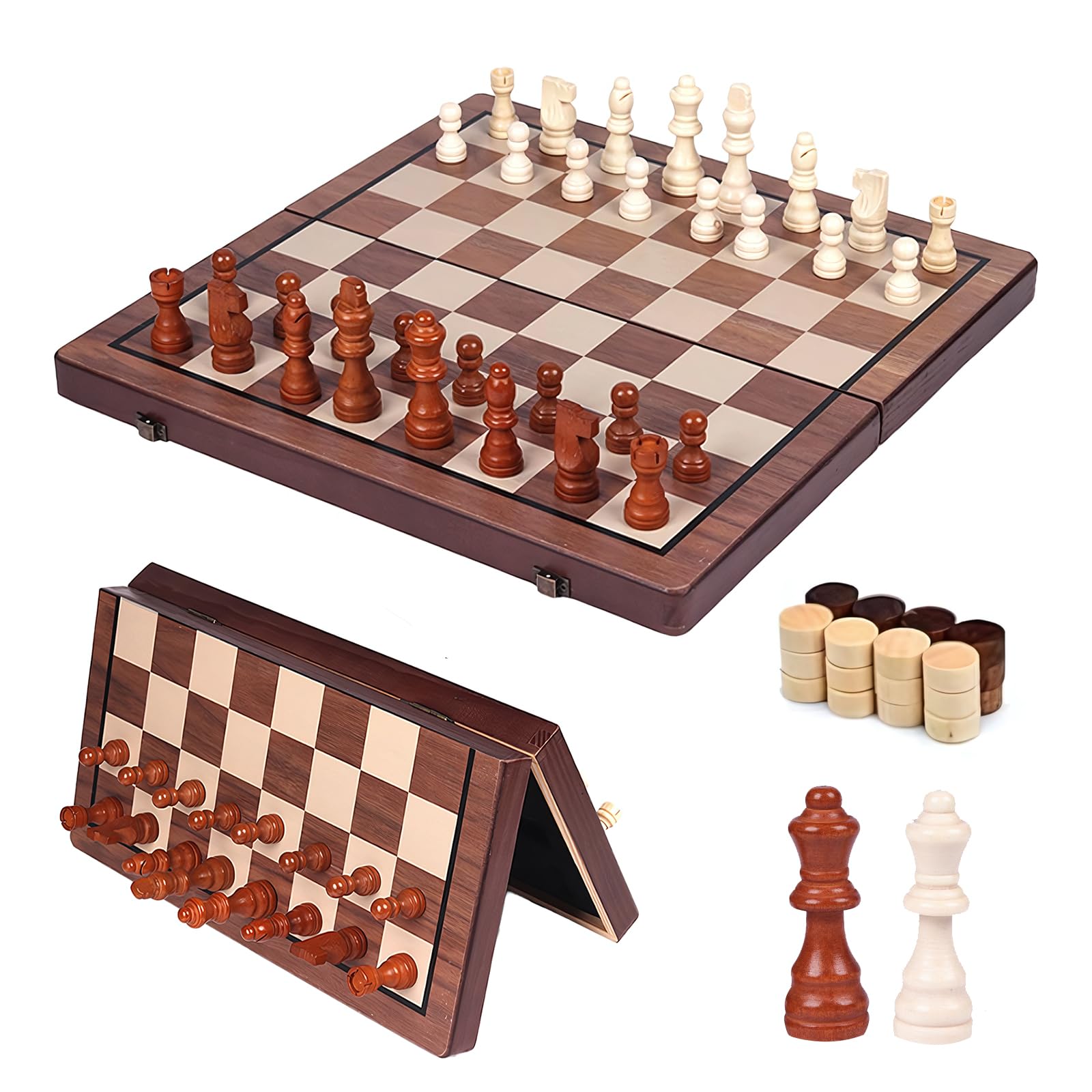 échiquier magnétique bois 2 en 1 39 cm