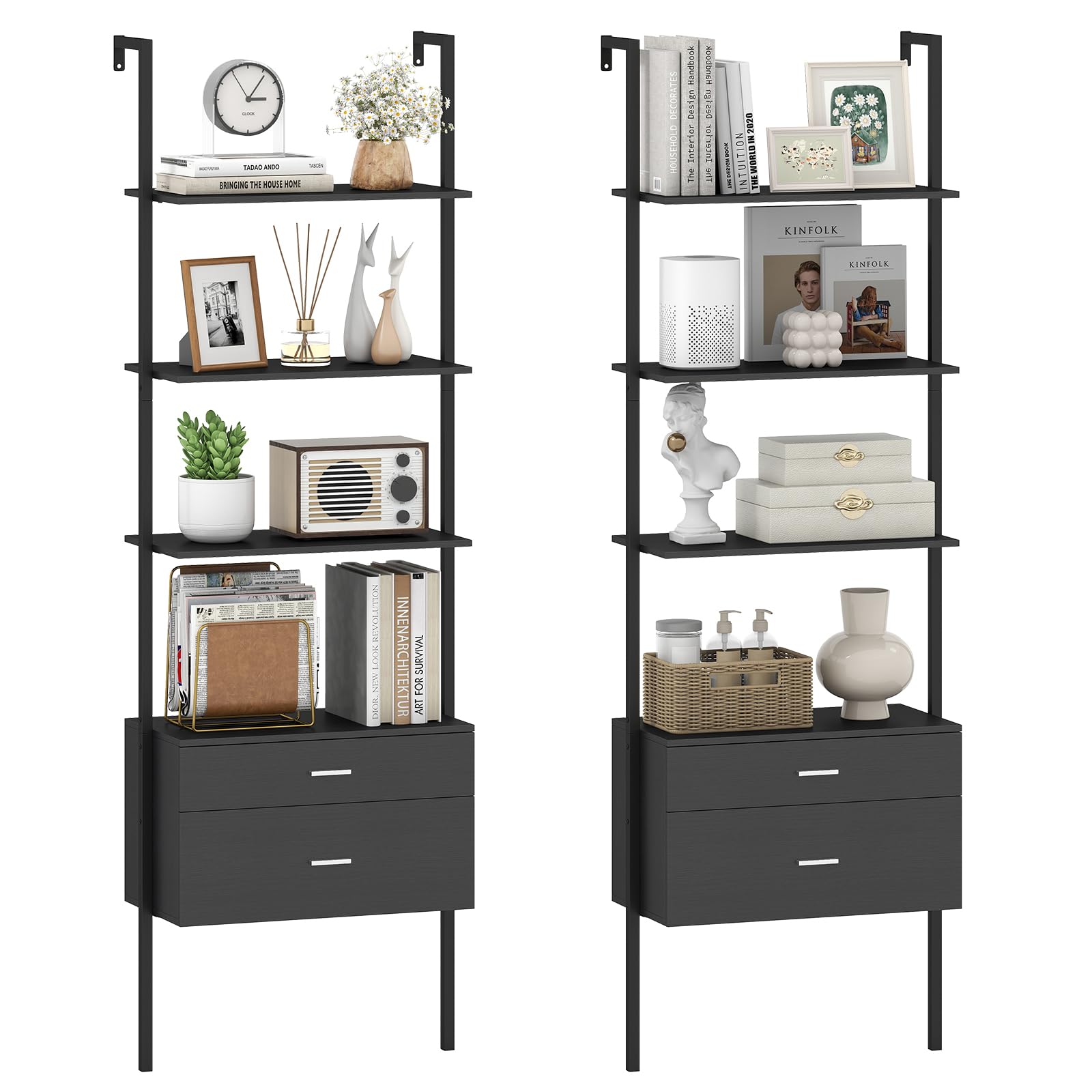 Amazon.com: Giantex 6-Tier Ladder Bookcase with 2 Drawers, 72.5