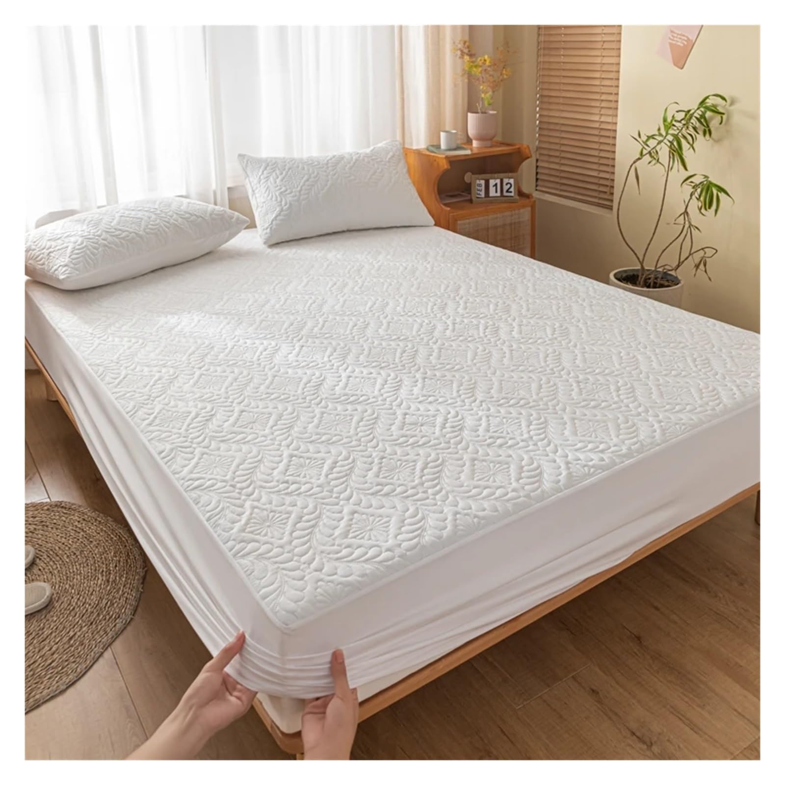 Housse de Matelas matelassée imperméable: Dessus en Coton, Rembourrage Fibres, Couche imperméable pour Les Chambres et Les hôtels(JCjmfscl10,180x200cm(71x79 in))