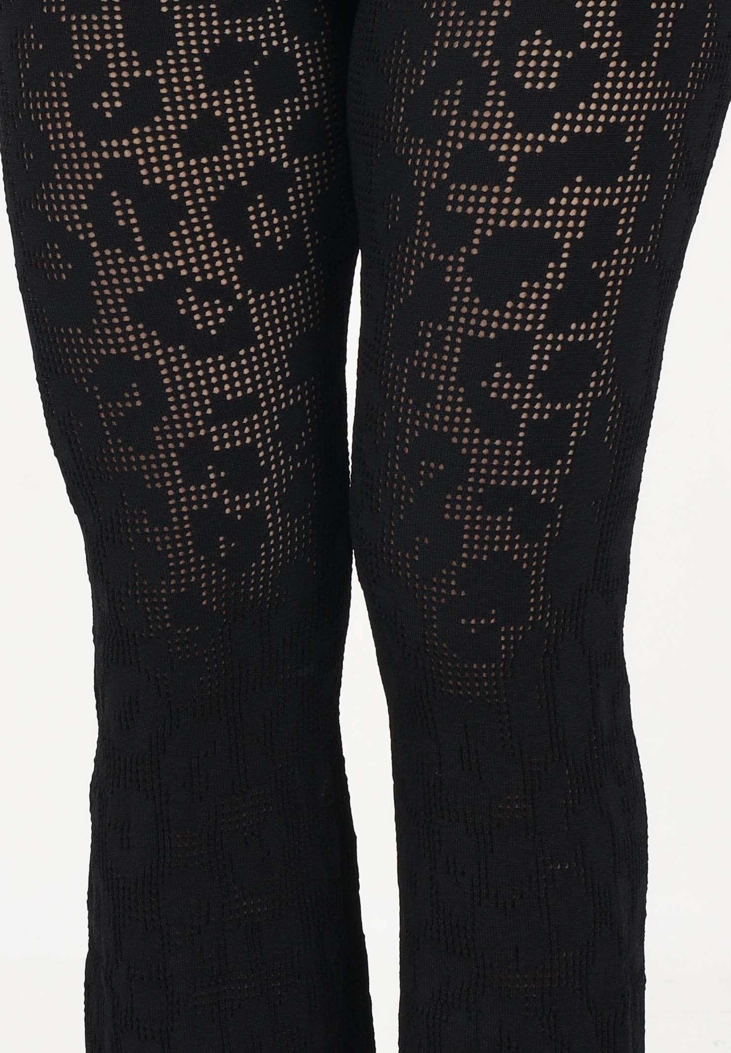 Akep Pantalone Nero da Donna in Maglia Traforata