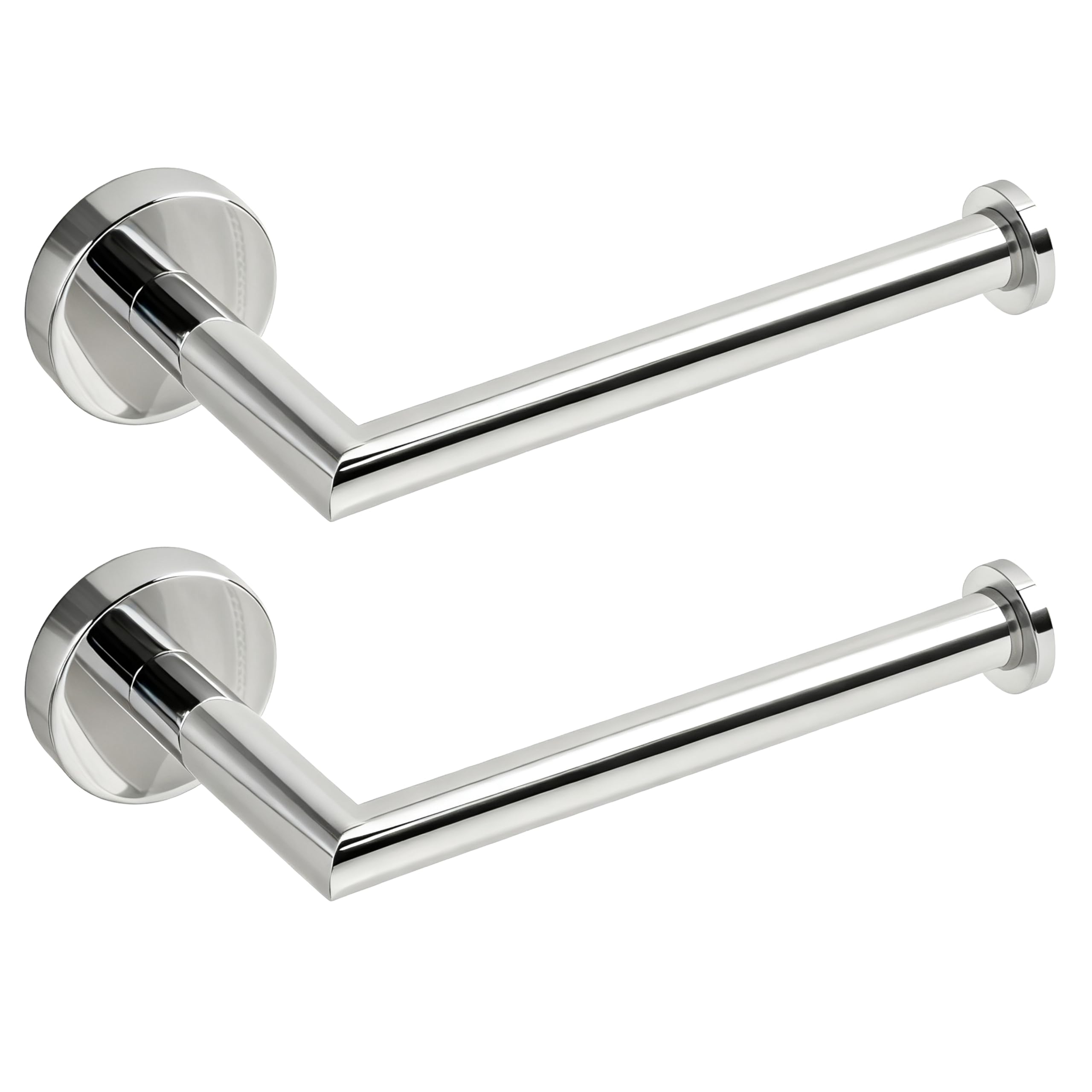 HITSLAM Chrome Toilet Roll Holder Wall Mounted SUS 304 Stainless Steel Silver Toilet Paper Holder Waterproof Rotateproof Loo Roll-Holder for Bathroom, Chrome, 2 Pack