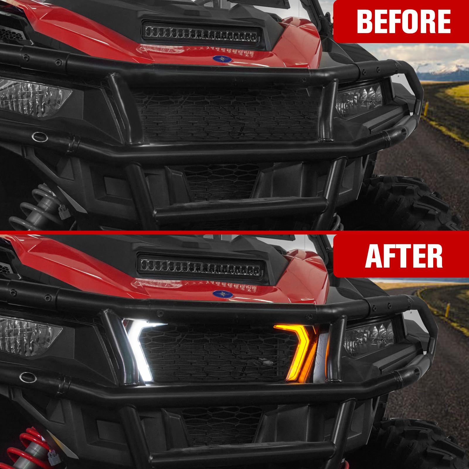 XUTVOTOR Fang Lights for Polaris General XP 1000, LED Grille Accent Lights Signature Assembly Lights Grill Lamps Compatible with Polaris General 1000/4 1000/ XP/ XP4 1000 2016-2024 Accessories(2PCS)