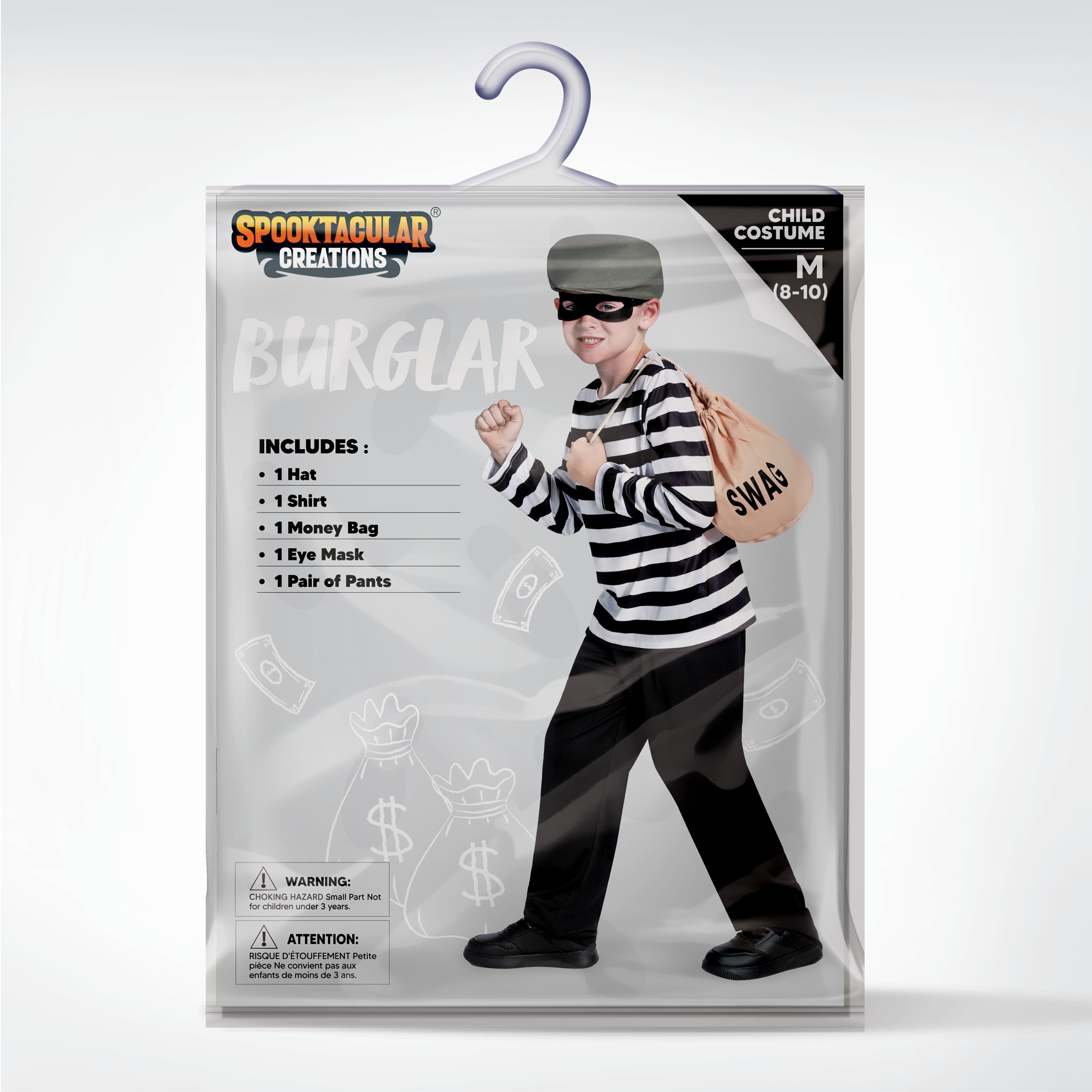 Spooktacular Creations Dziecięcy kostium drapieżnika, spodnie koszulowe dla włamywaczy, unisex, kostium ławki dla chłopców, dziewczynek, na Halloween, do odgrywania ról, na imprezę cosplay, L