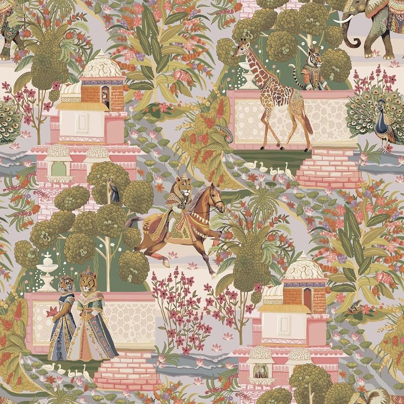 SOPHIE LAURENCE Animal Palace Multi Wallpaper for Bedroom Decor, Wallpaper for Living Room Decor, Dining Room Decor, Animal Themed Nature Wall Paper Paste, 10m Wall Paper Roll for Interior Design