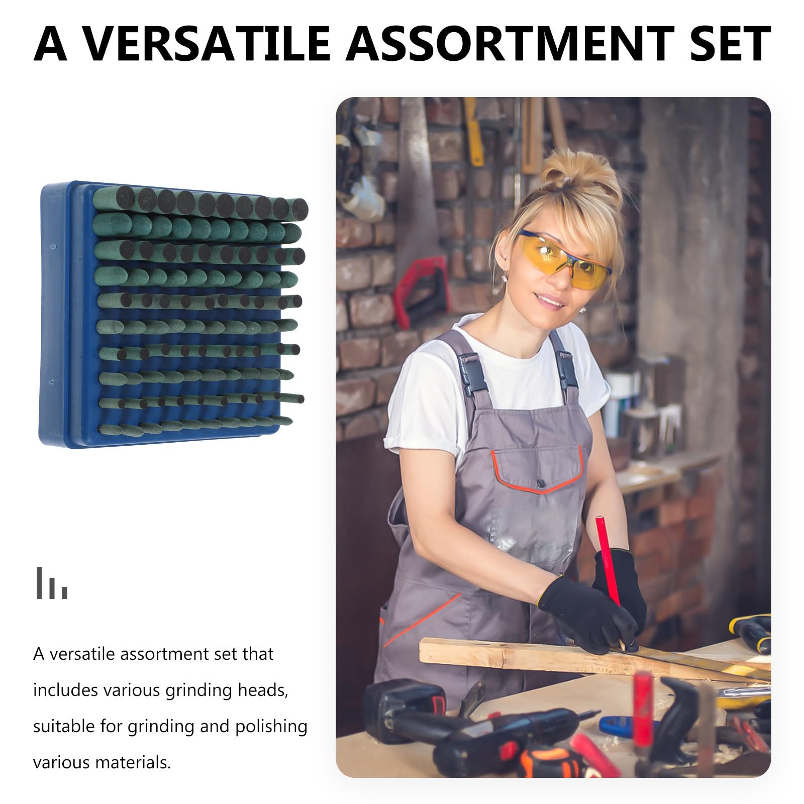 Pierres Abrasives Meules en Acier Inoxydable Set de 100 Montées Vertes en Caoutchouc Outil Pratique pour Ponçage Adaptées Bois pour Bricolage