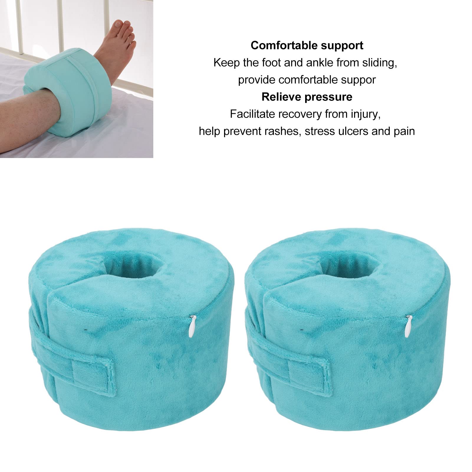 Saluaqui 2pcs Foot Elevating Pillow Ankle Protector Support, Elevate Feet and Ankles Heel Pillow Elevator, High Density Sponge Bed Pressure Sore Cushion, 360° Rotatory, Easy to Clean