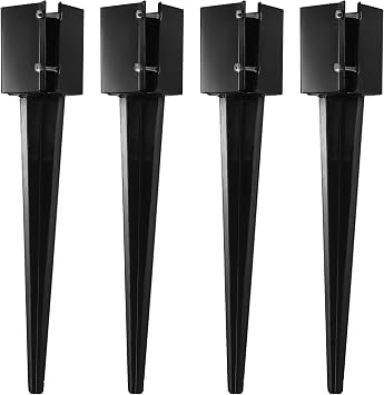 4 Pcs 36" Heavy Duty 4x4 Fence Post Anchor Ground Spike Metal Black Powder Coated - Mailbox Post Anchors. Length 36 inches, Outer Dimension 4 x 4 Fit 3.5 x 3.5 Square Wood Post
