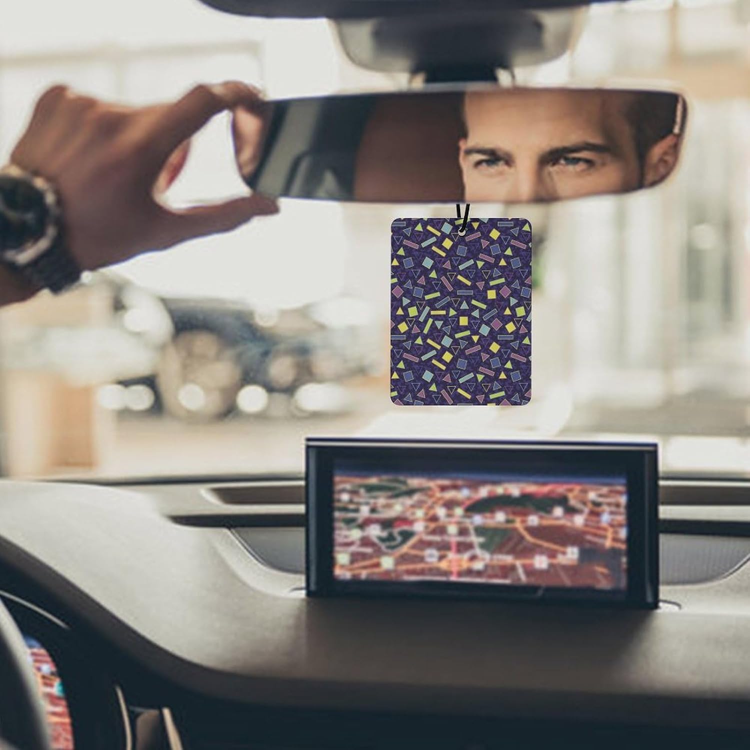 Memphis Triangles Squares Rectangles Car Air Freshener Hanging Car Scent Cards Decor Interior Accessories