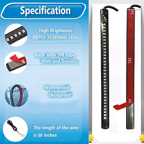 Miniatura 5 de Tira de luz LED ámbar universal, luz LED para motocicleta, cola de freno, señal de giro 32LED de 8 pulgadas, luz LED flexible para motocicleta,