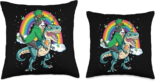 Miniatura 3 de Check out my Border Collie Shirts Border Collie Beer Dino T-Rex - Almohada de arco iris, 16 x 16 pulgadas, multicolor