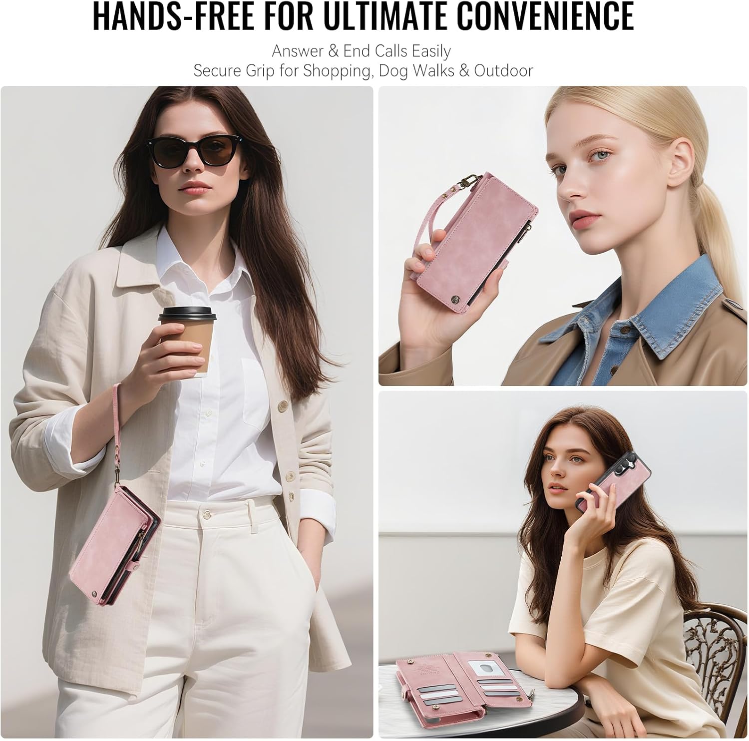 Defencase for Galaxy S26 Magnetic Wallet Case Compatible with Magsafe with RFID Blocking Zipper & Card Holder for Women Men, PU Leather Detachable Phone Case for Samsung Galaxy S26 6.3 inch, Rose Pink