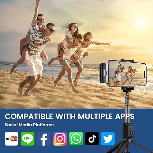 Miniatura 2 de MIOGREN Paquete de 2 micrófonos inalámbricos Lavalier para iPhone, iPad, Plug-Play, micrófono inalámbrico profesional, con solapa, reducción de