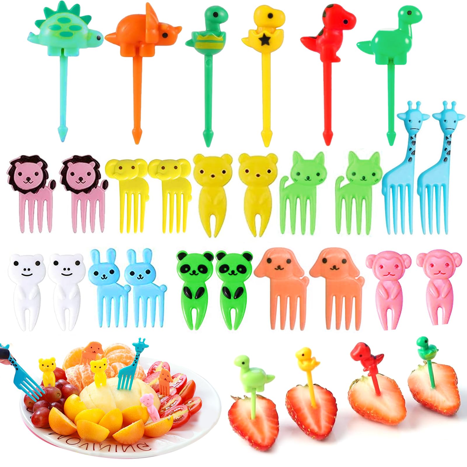 18 stuks vorkprikkers kinderen dinosaurus voedsel fruit vorken leuke mini voedselprikkers accessoires voor kinderen dessert volwassenen fruit gebak party