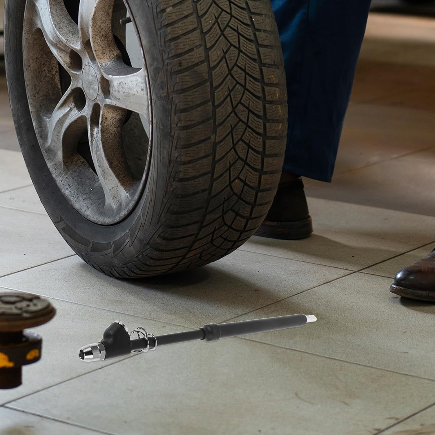 Heavy Duty Dual Head Tire Pressure Gauge with Hook Aluminum