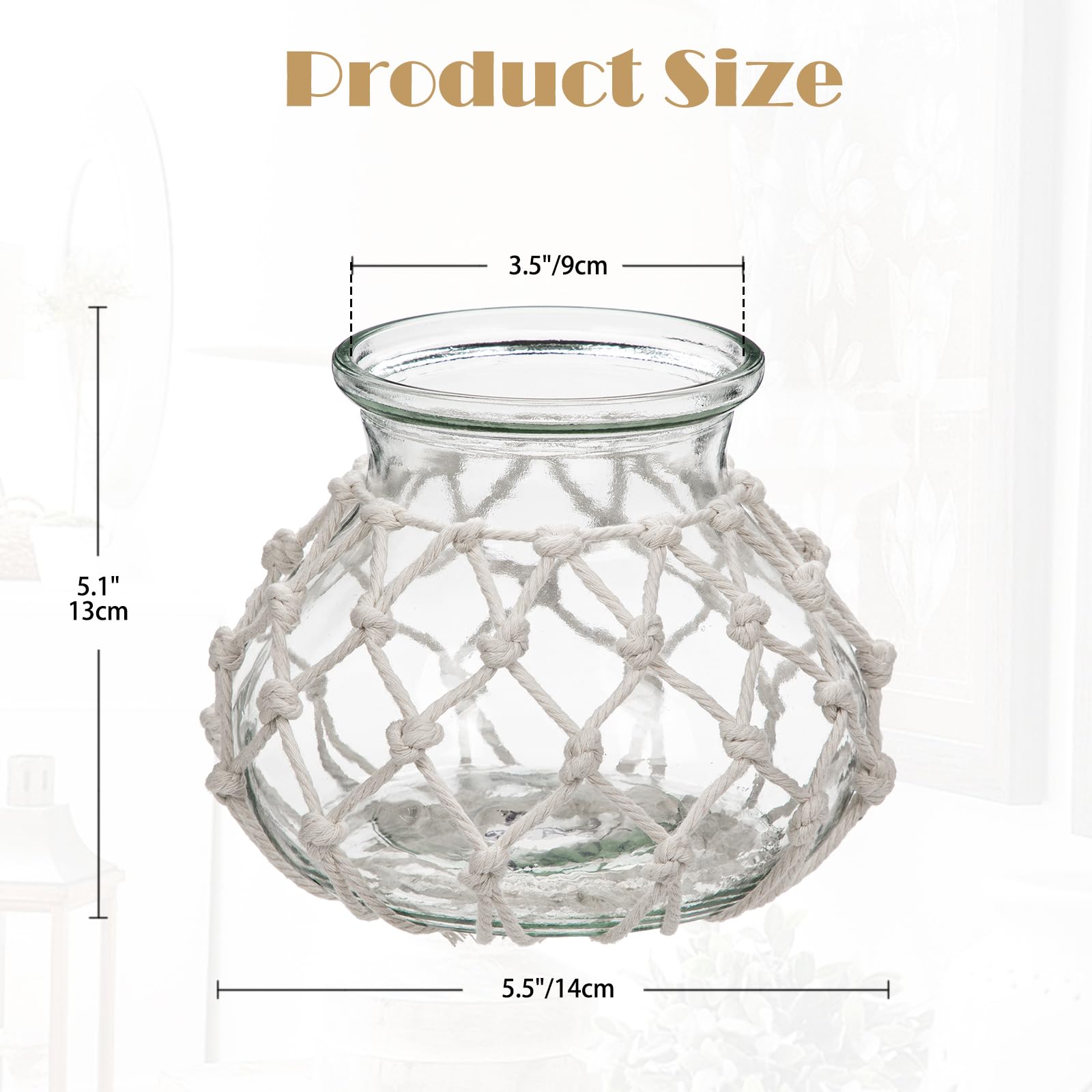 Copertura vaso di vetro tessuto Vaso decorativo in stile colonico, vaso di vetro vasi di fiori per tavoli di nozze a casa, avvolgimento in corda rustica, bottiglie decorative, arredamento nautico