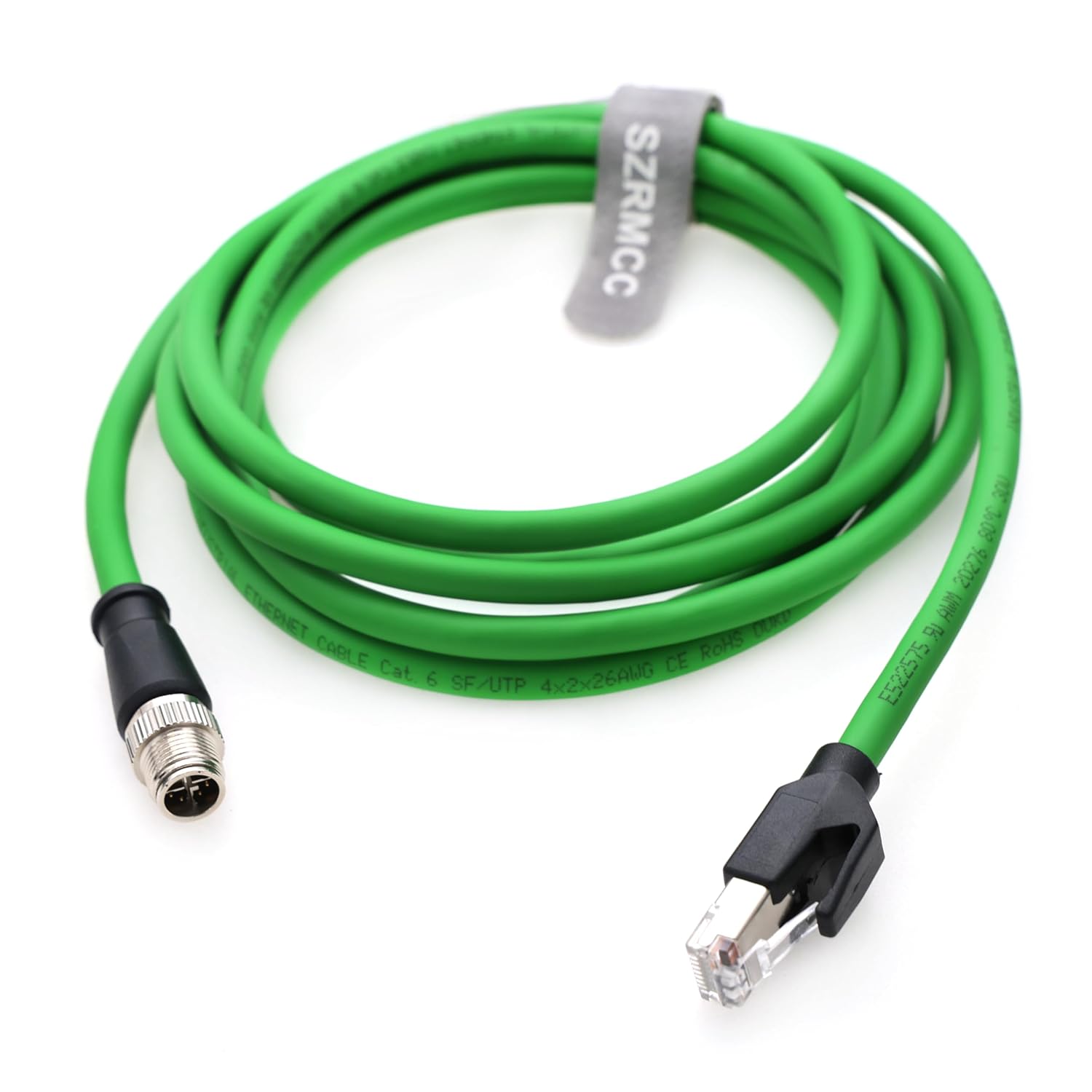 SZRMCC M12 X-Coded to RJ45 Cat6 Cable for Cognex in-Sight 9000 8405 8402 3D L4000 DataMan Reader Basler ace 2 Blaze 111/101/102 Luxonis Triton Teledyne DALSA BOA GigE Vision