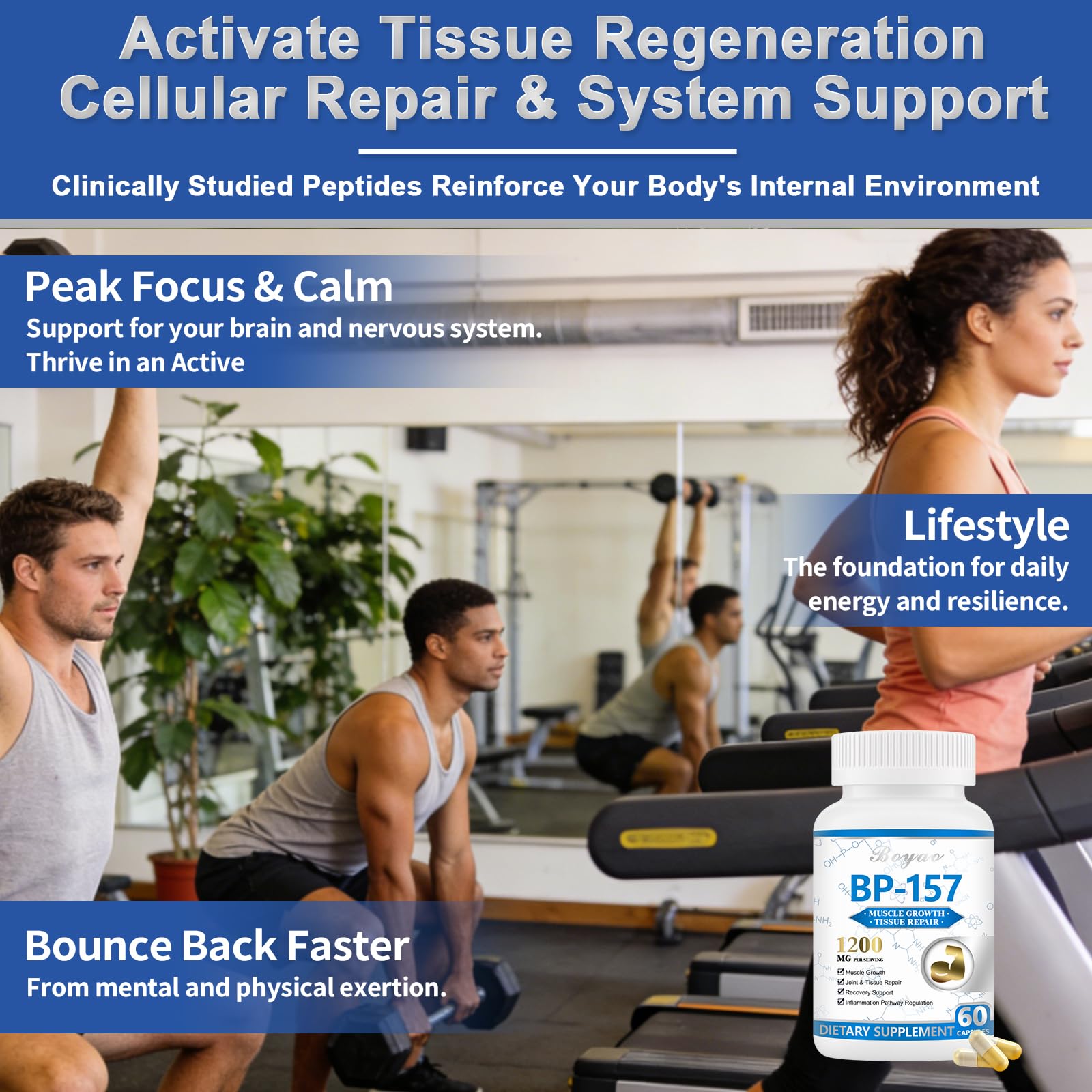 BP-157 Peptide Capsules 1200mg (Upgraded Version), Tissue Repair, Strength, Supports Muscle Growth,60 Count — view 4