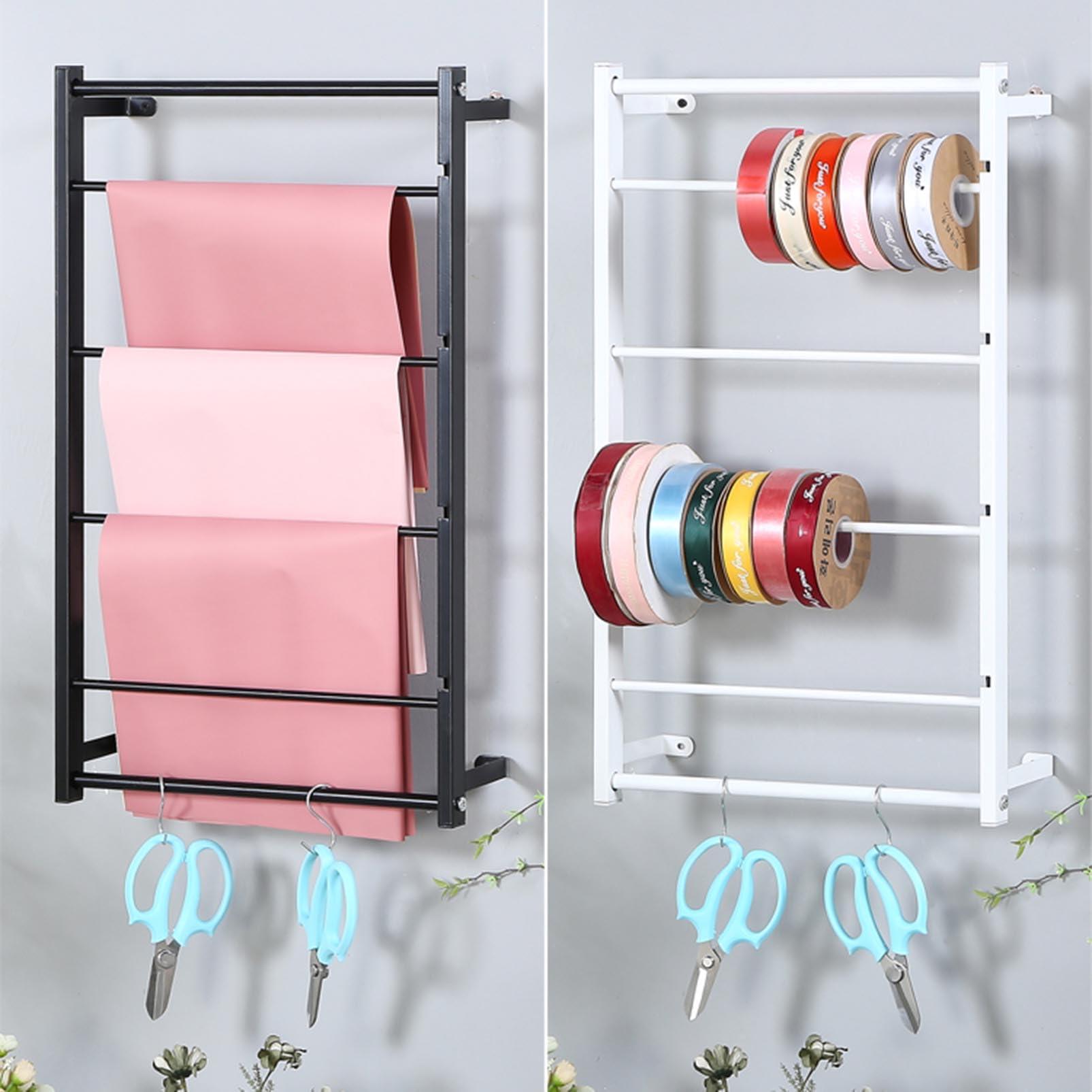 Estante organizador de pañuelos con soporte de cinta de metal, estante de almacenamiento de exhibición de rollos de cinta de montaje en pared, soporte de exhibición de artesanías para tiendas de rega