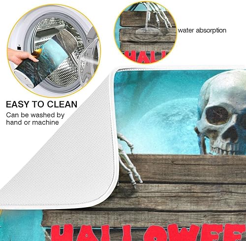 Miniatura 2 de Tapete de secado de calabazas para fiesta de Halloween, resistente al calor, tapete de secado de platos extra grande de 18 x 24 pulgadas, tapete de