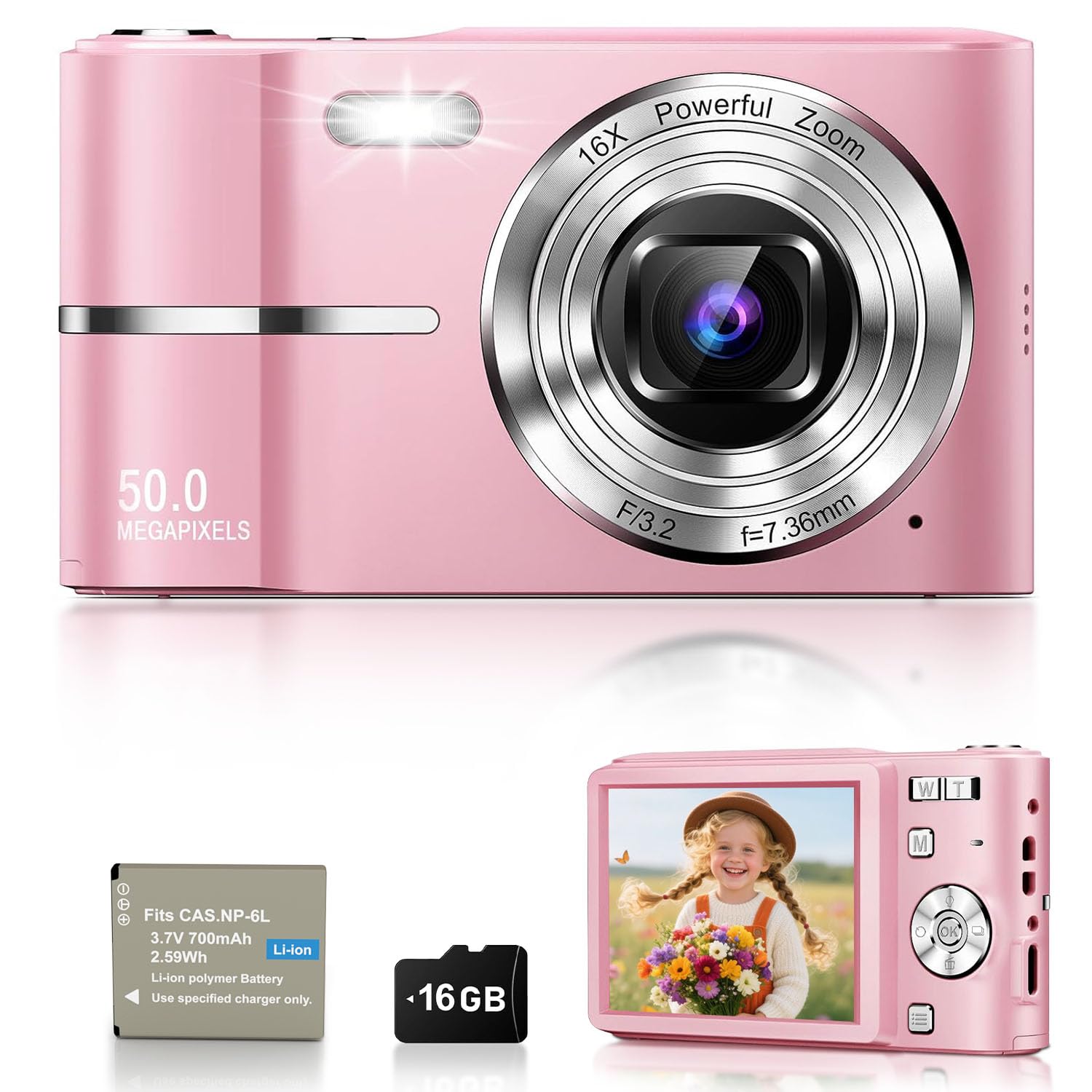 Digital Camera, 50MP FHD 1080P Portable Point and Shoot Camera, Small Digital Camera with 16X Digital Zoom, Anti-Shake Vlogging Device for Daily Life, Travel, Kids, and Beginners-picture-22