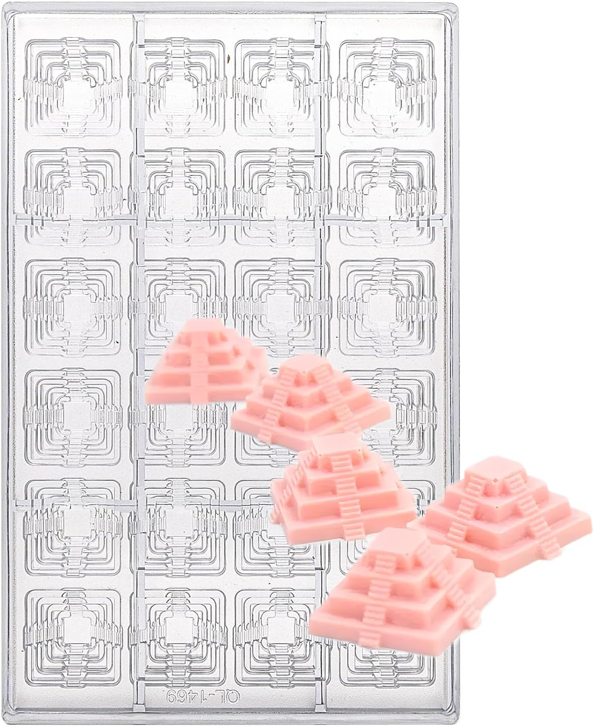 2 Styles 24 Cavities Trapezium Mayan Pyramid Shape Polycarbonate Chocolate Mold Candy Sugarcraft maker Molding For DIY Baking (Mayan Pyramid Chocolate Mold)