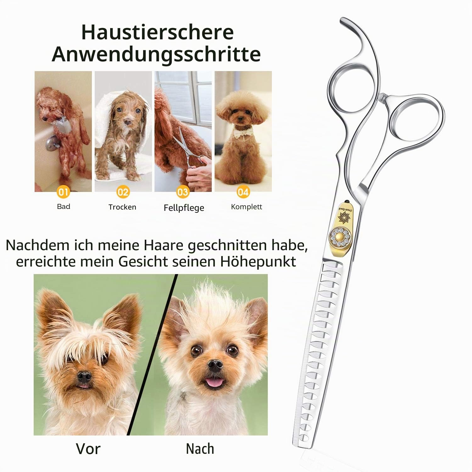 Dream Reach Professionelle Fellschere Hundeschere Hundepflegeschere Haustierpflege Chunker-Schere Effilierschere aus 440C japanischer Edelstahl 25%-35% Ausdünnungsrate (7-Zoll-Chunker-Schere)