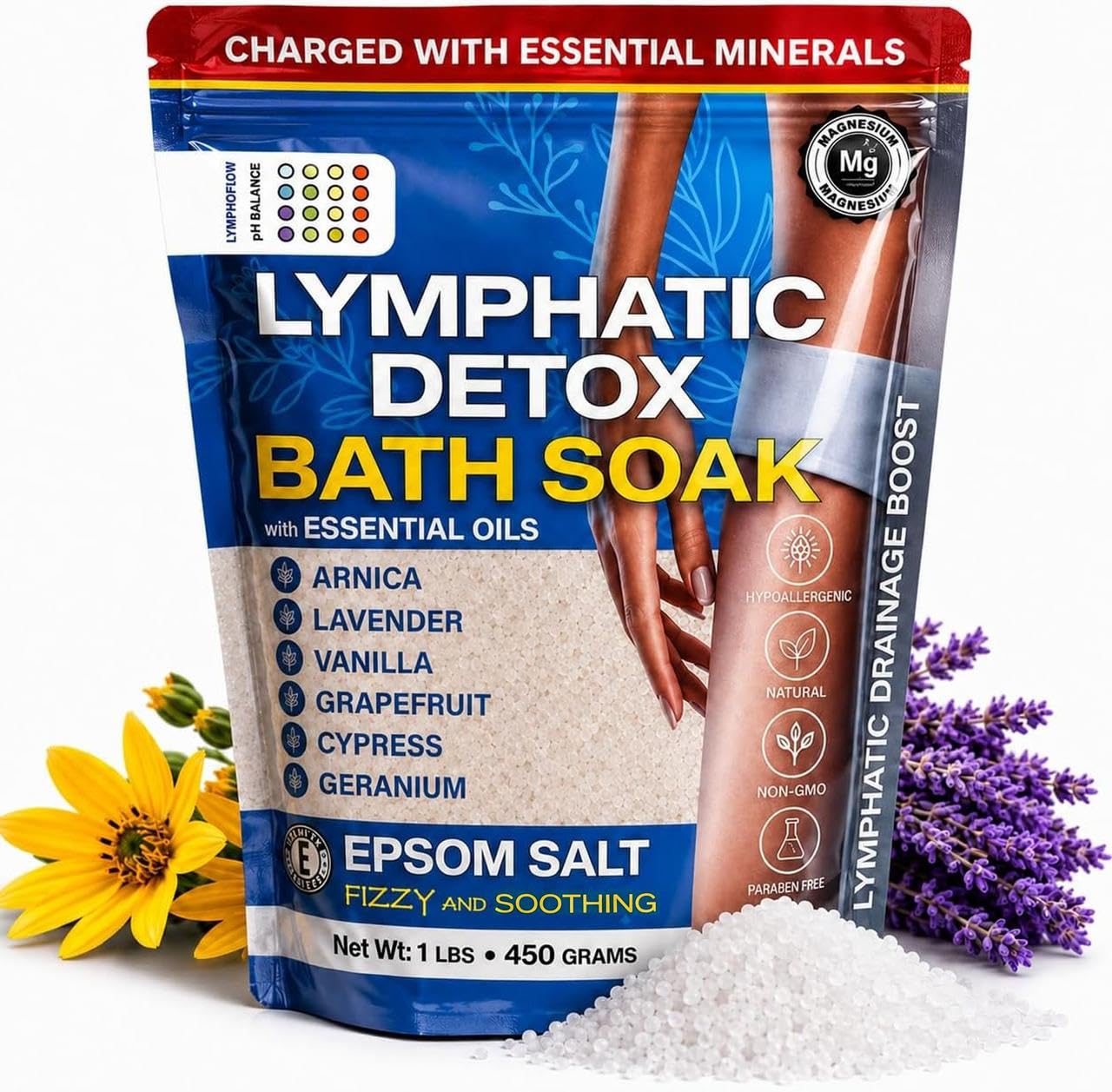 Bruizex Arnica Bath Salts, Epsom Salt Bath Soak & Foot Soaking Salts, 1 lb