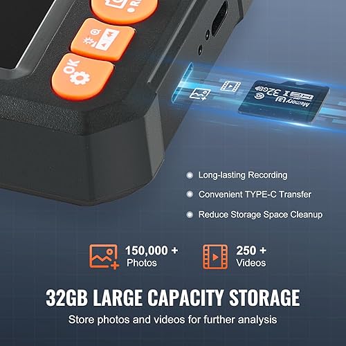 Miniatura 5 de VEVOR Endoscopio industrial de 3 lentes, cámara de inspección de boroscopio digital HD 1080P pantalla IPS de 4.5 pulgadas, cámara de serpiente