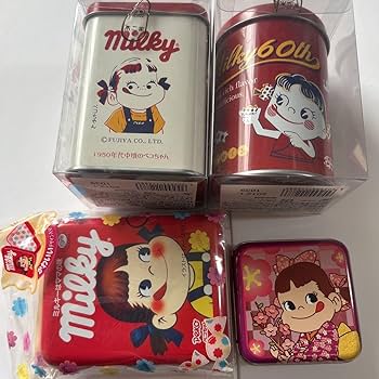 Amazon.co.jp: ミルキー60周年記念缶 不二家ミルキー ペコちゃん 小物