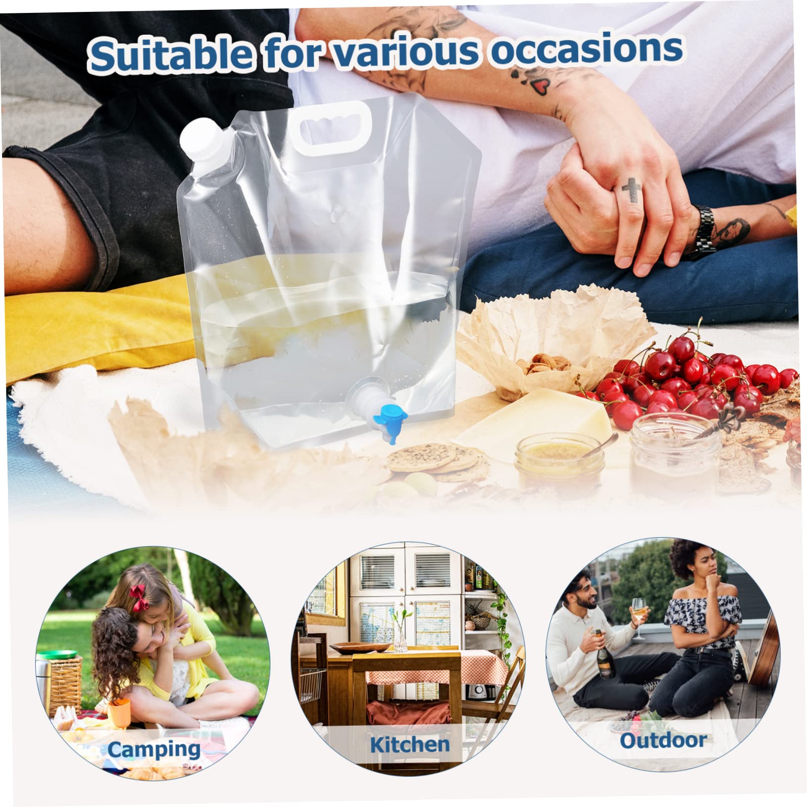 4stücke Faltbare Wasserbehälter Tragbare Zusammenklappbare Wasserkanister Mit Auslauf Für Camping Outdoor-aktivitäten Und Reisen Transparent