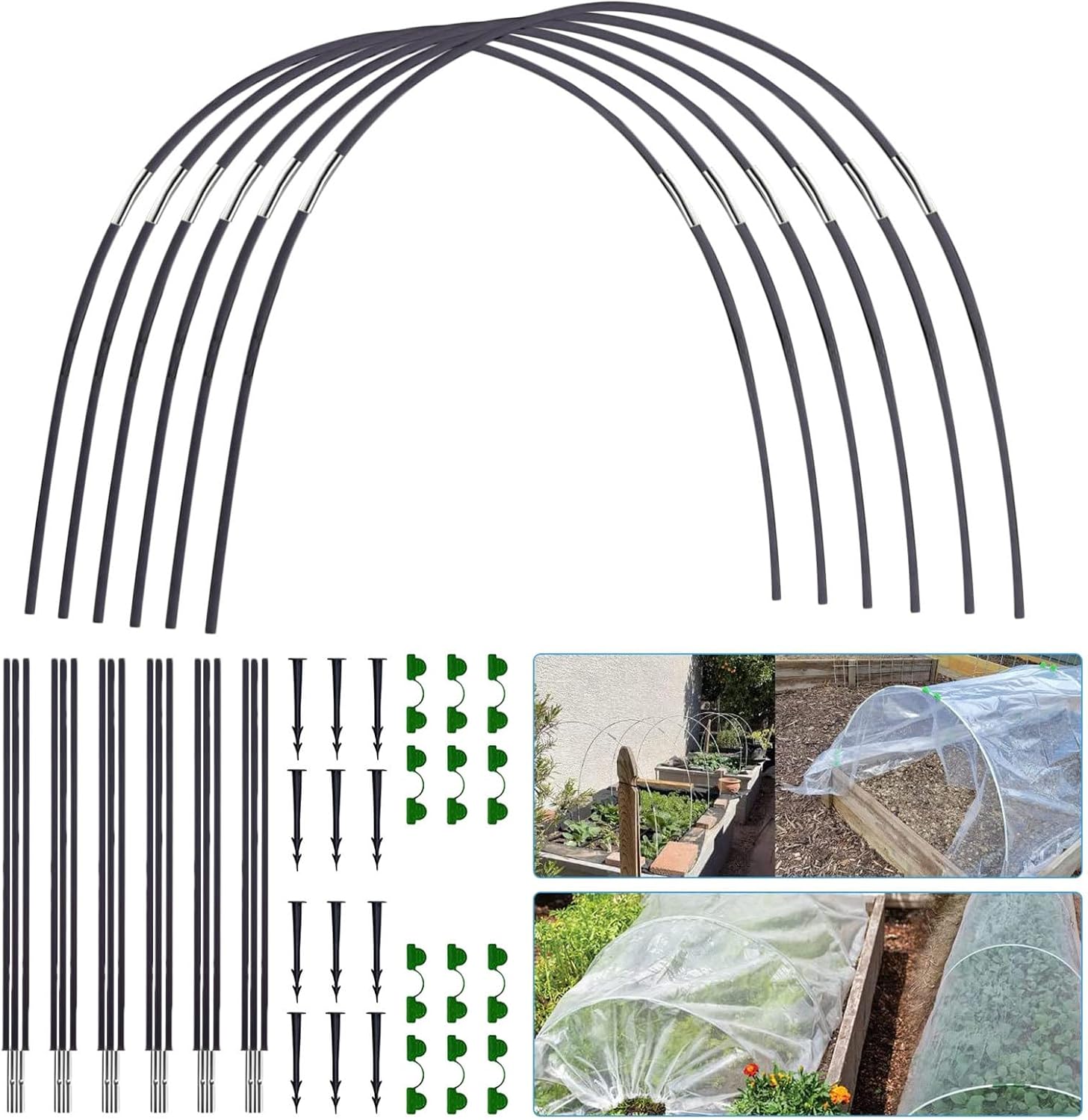 18PCS Garden Hoops for Netting, Garden Hoops Grow Tunnel Greenhouse Frame, DIY Greenhouse Hoop