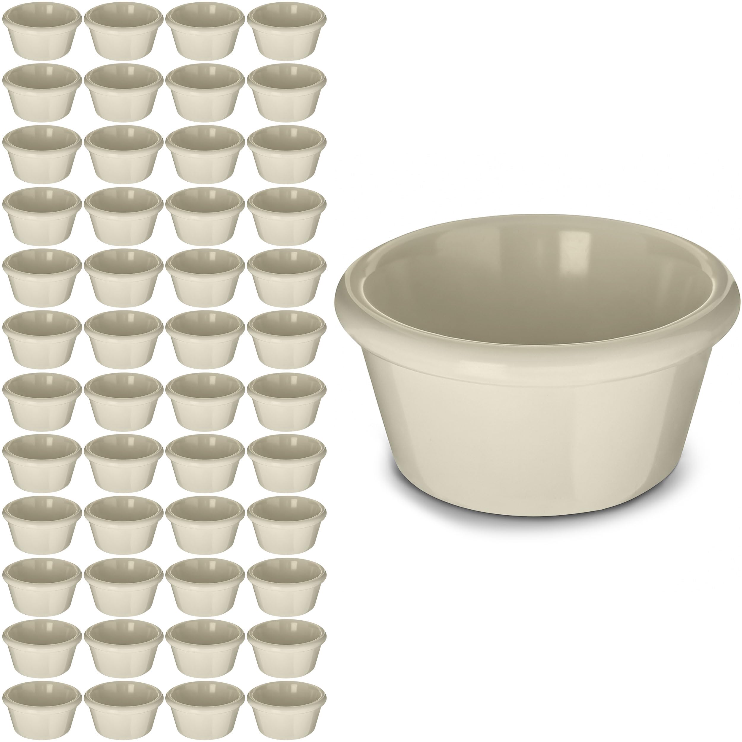Carlisle FoodService Products Plastic Ramekins, Sauce Bowl For Catering, Kitchen, Restaurant, 4 Ounces, Bone, (Pack of 48)