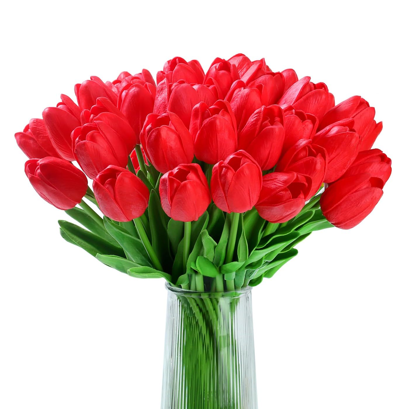 Sahoottie Red Artificial Tulips Flowers Faux Flowers that Look Real