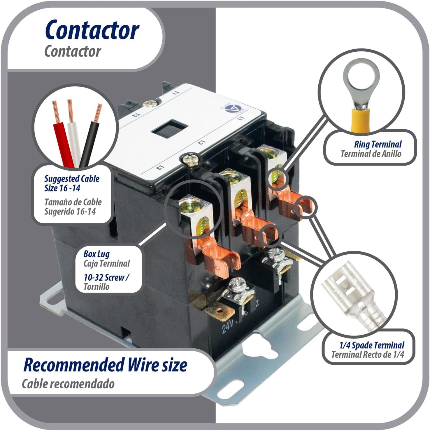Appli Parts APAC-330240 Heavy Duty 3 Poles Contactor 30 Amp 240 Volts Coil Replacement for ac Compressor and Electrical Applications UL Certified 476929